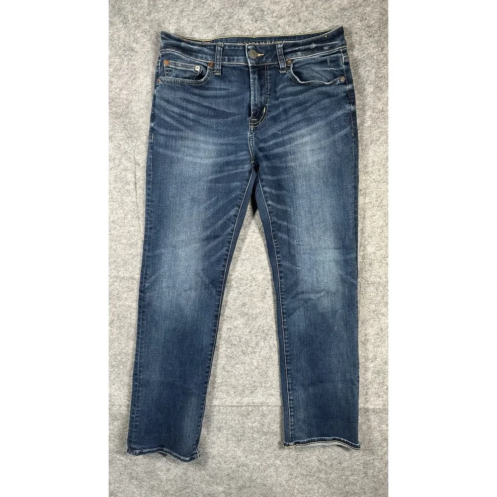 American Eagle Jeans Men 30x32 Blue Denim Original Boot Extreme Flex Whiskering